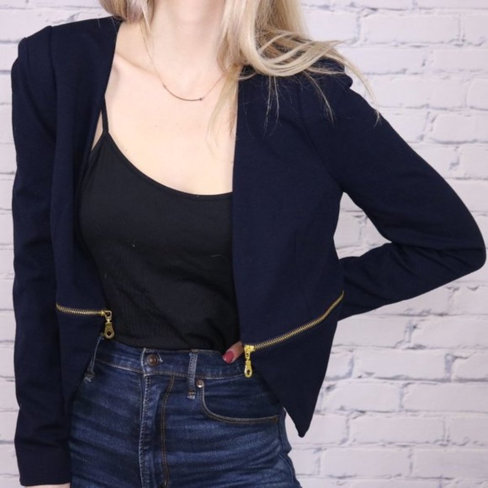 Nordstrom Philosophy navy blue cropped blazer c3